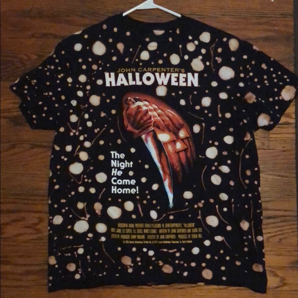 Custom Bleach Dye Halloween Horror Tee